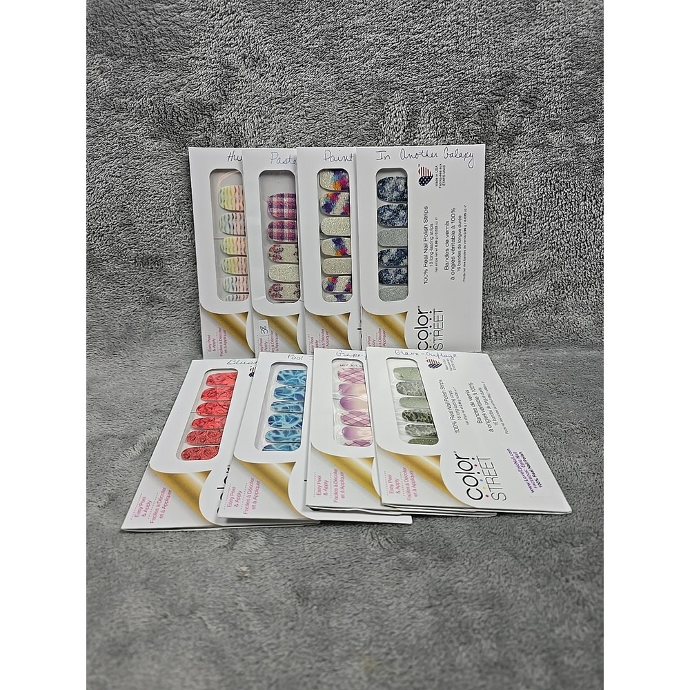Lot Of 8 Color Street Real Nail Polish Strips Cammo Colorblast Waves Patterns